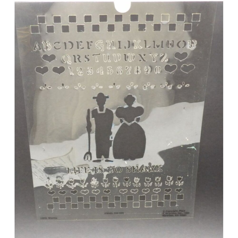 HomeSpun Stencils 8.5"x11" Pre-Cut Reusable Alphabet & Numbers "Life Is To Share